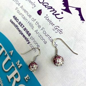 Arizona Amethyst Silver Cluster Dangle Earrings